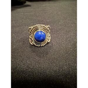 Vintage Southwestern Style Sterling Silver 925 Lapis Lazuli Ring - size 5